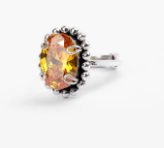 Yellow Stone Oxidized Silver Ring