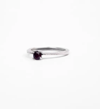 Simulated Ruby Oxidized Silver Ring