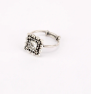 Simulated Stone Studded Oxidized Silver Ring