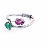 Simulated Ruby Oxidized Silver Ring