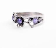 Purple Stone Oxidized Silver Ring