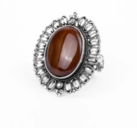 Simulated Stone Oxidized Silver Ring