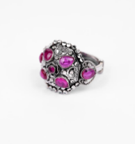 Simulated Onyx Oxidized Silver Ring