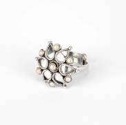 Pearl Oxidized Silver Ring