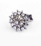 White Stone Oxidized Silver Ring