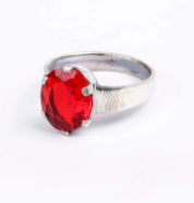 Simulated Ruby Oxidized Silver Ring