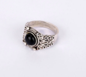 Stone Studded Oxidized Silver Ring
