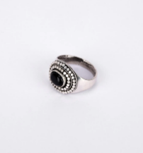 Stone Studded Oxidized Silver Ring