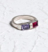 Purple Stone Oxidized Silver Ring