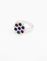 Purple Stone Oxidized Silver Ring