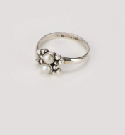 Pearl Studded Oxidized Silver Ring