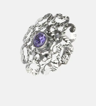 Simulated Stone Studded Oxidized Silver Ring