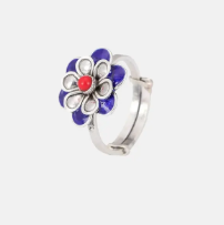 Mina Detailed Oxidized Silver Ring