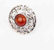 Simulated Stone Oxidized Silver Ring