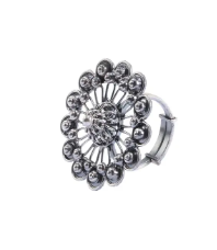 Simulated Stone Studded Oxidized Silver Ring