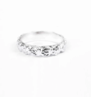 Simulated Stone Studded Oxidized Silver Ring