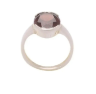 Brown Round Simulated Stone Studded Silver Ring