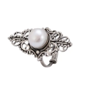 Stone Studded Oxidized Silver Ring