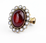 Stone Studded Oxidized Silver Ring