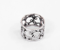 Simulated Stone Studded Oxidized Silver Ring