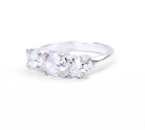 Simulated Stone Studded Oxidized Silver Ring