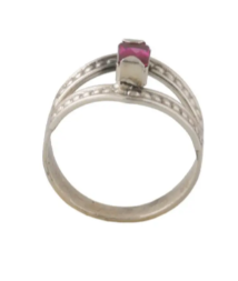 Simulated Stone Studded Oxidized Silver Ring