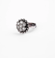 Stone Studded Oxidized Silver Ring