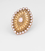 Simulated Stone Studded Oxidized Silver Ring