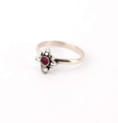 Simulated Stone Studded Oxidized Silver Ring