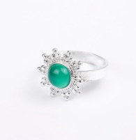 Simulated Stone Studded Oxidized Silver Ring