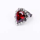 Simulated Stone Studded Oxidized Silver Ring