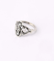 Simulated Stone Studded Oxidized Silver Ring