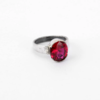 Simulated Stone Studded Oxidized Silver Ring
