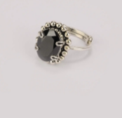 Simulated Stone Studded Oxidized Silver Ring