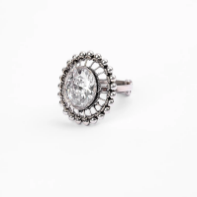 Simulated Stone Studded Oxidized Silver Ring