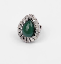 Simulated Emerald Oxidized Silver Ring