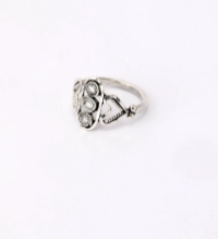 Simulated Stone Studded Oxidized Silver Ring