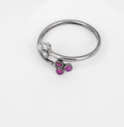 Simulated Stone Studded Oxidized Silver Ring