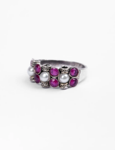 Simulated Stone Studded Oxidized Silver Ring