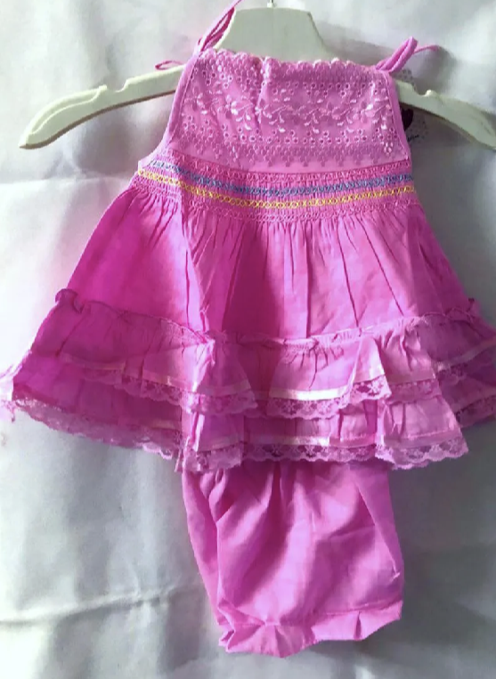 Bequtiful Cotton Fabric Girls Frock set for 0-16 Month baby dress