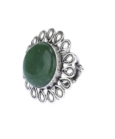 Simulated Stone Studded Oxidized Silver Ring