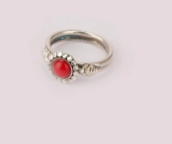 Simulated Stone Studded Oxidized Silver Ring