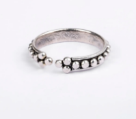 Simulated Stone Studded Oxidized Silver Ring