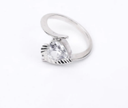Simulated American diamond Studded Silver Ring