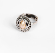 Pearl Studded Oxidized Silver Ring