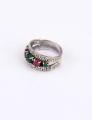 Simulated Stone Studded Oxidized Silver Ring