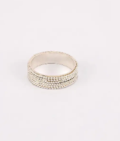 Simulated Stone Studded Oxidized Silver Ring