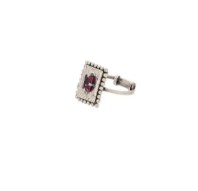 Simulated Stone Studded Oxidized Silver Ring