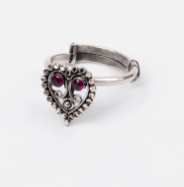 Simulated Stone Studded Oxidized Silver Ring