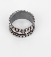 Simulated Stone Studded Oxidized Silver Ring